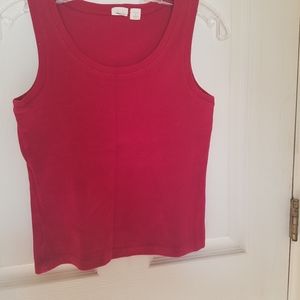 Petite Caslon Ribbed Red Tank Shirt